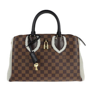 Louis Vuitton Normandy bag in Damier Ebene canvas with shearling trim